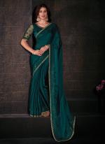 Satin Chiffon Green Party Wear Cut Work Saree